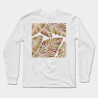 Sepia Banana Leaves Pattern Long Sleeve T-Shirt